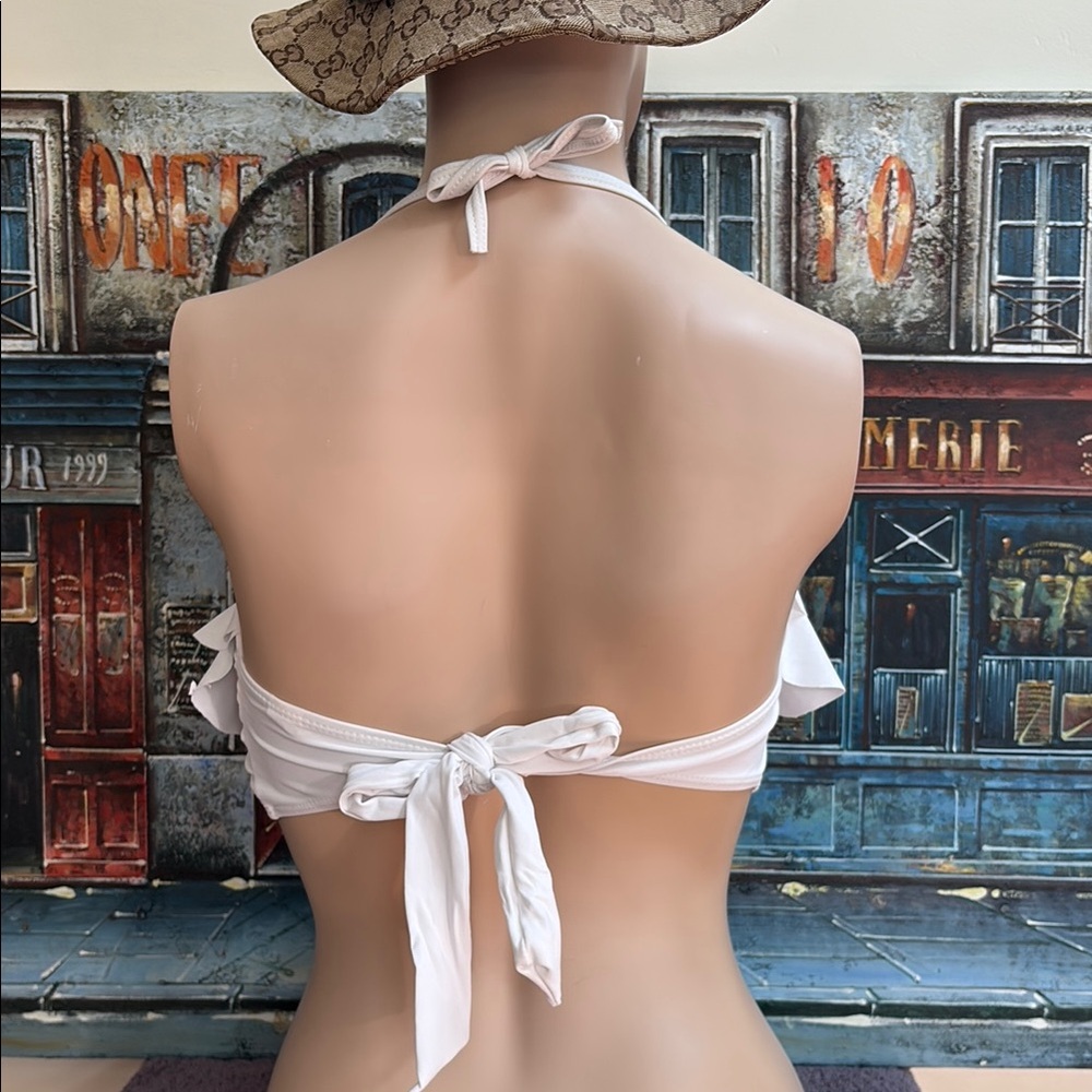 White Ruffle Bikini Top - Picture 2 of 4